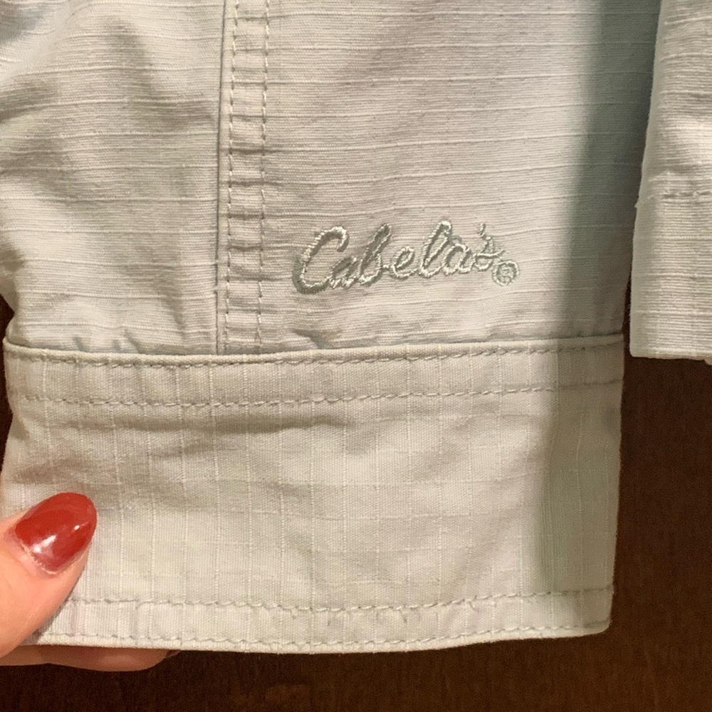 Cabelas Hooded Zip Up Jacket Womens Size Large Light Blue Lightweight - Picture 8 of 9